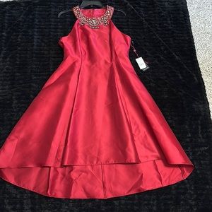 Red midi cocktail dress
